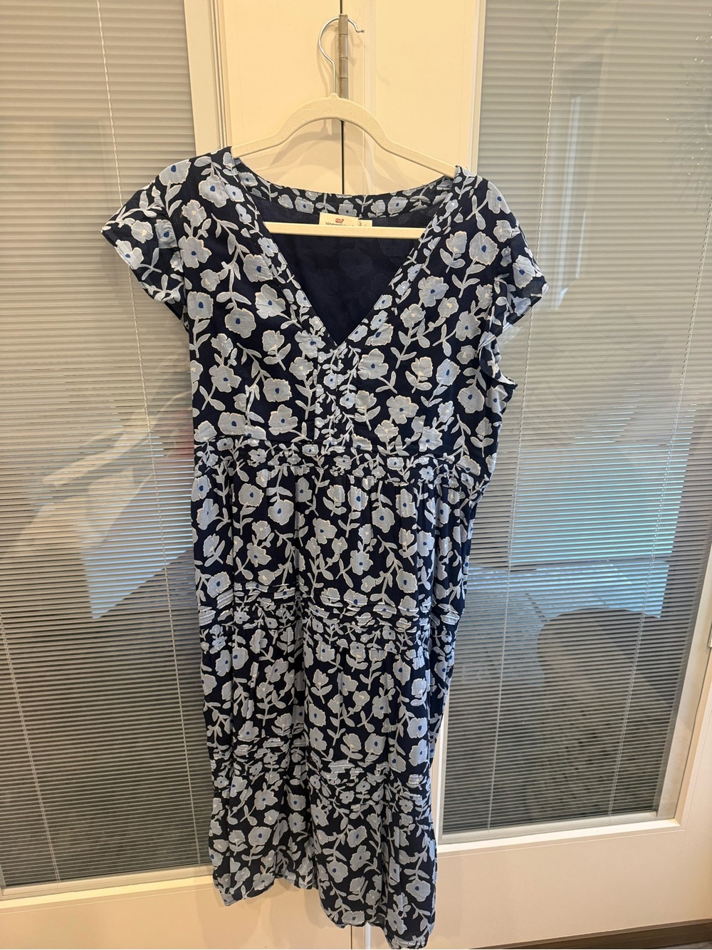 Vineyard Vines Navy Floral Surplice Mini Dress